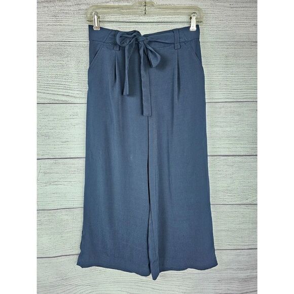 Zara Trafaluc Collection Pull On Tie Front Culottes Pants Blue Size Small - Picture 1 of 3